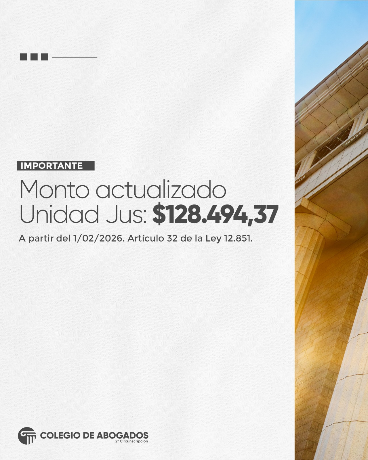 Aumento de la Unidad Jus - Abril 2026